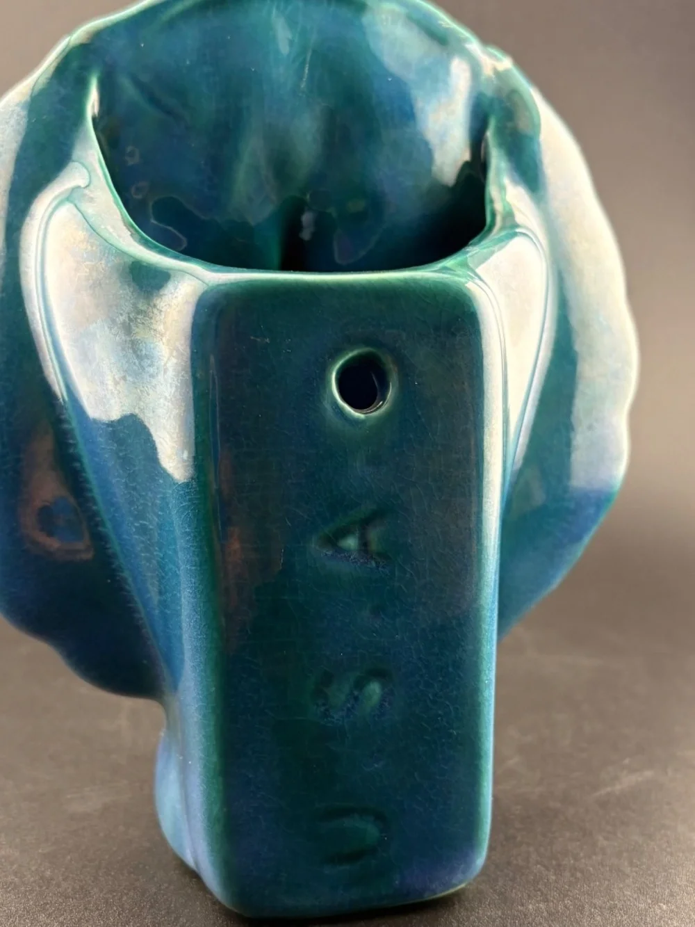 Vintage McCoy Style Peacock Wall Pocket Planter Vase Blue Teal Glaze USA MCMBeau